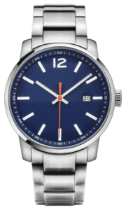 silver blue watch