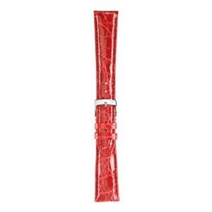 An AMADEUS BRIGHT RED A01X0518052083CR20 crocodile skin watch strap on a white background.