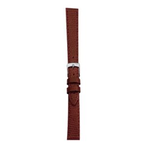 A brown leather LIVORNO CUCITO RED A01U2116372081CR16 watch strap with a silver buckle.