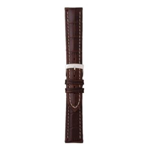 A PLUS D.BROWN A01U3252480032CR18 alligator watch strap with white stitching.