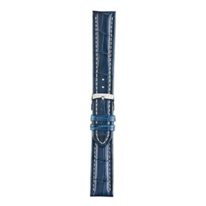 A PLUS BLUE A01U3252480061CR18 alligator watch strap with a silver buckle.