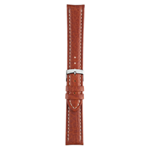 A KUGA L.BRN A01U3689A38041CR18 leather watch strap with white stitching.