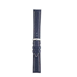 A KUGA BLUE A01U3689A38061CR18 leather watch strap with a silver buckle.