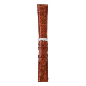A MOMBASA L.BRN A01X0857042041CR18 crocodile skin watch strap on a white background.