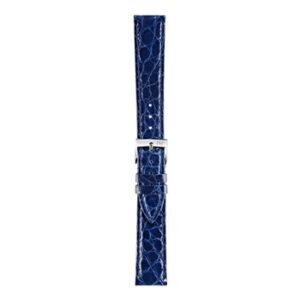 A TRACY BLUE A01X2197052165CR20 alligator watch strap with a silver buckle.