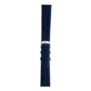 A KAJMAN BLUE A01X2524656062CR14 alligator watch strap with a silver buckle.