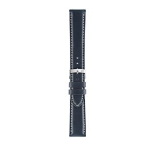 A RODIUS BLUE A01X4937C23062CR18 leather watch strap with white stitching.