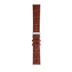 CLEAN L.BRN A01X5754D80041CR18 crocodile skin watch strap on a white background.