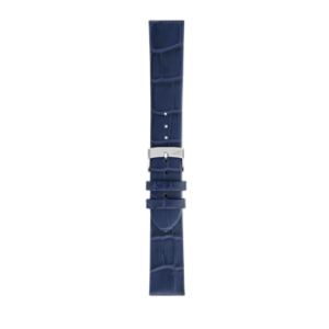 A CLEAN BLUE A01X5754D80062CR18 crocodile skin watch strap with a silver buckle.