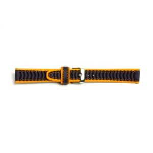 A BLACK STRAP ORANGE TRIM 7544 - 16MM watch strap with a buckle.
