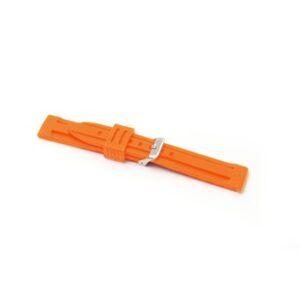 An ORANGE SILICONE STRAP 8002 - 18MM watch band on a white background.
