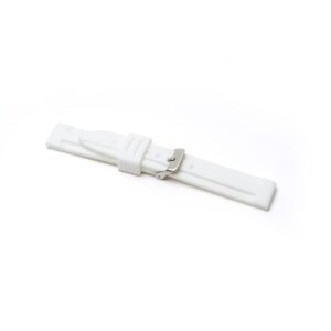 A WHITE SILICONE STRAP 8004 - 18MM on a white surface.