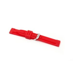 A RED SILICONE STRAP 8007 - 18MM with a clasp on a white background.