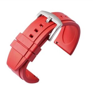 A RED PREM DIVER TO FIT RX 817/20 watch band with a silver buckle.