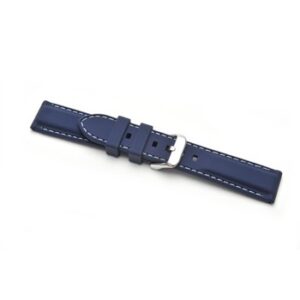 A blue silicone white stitch (S) - 8203/18 watch strap with a silver buckle.