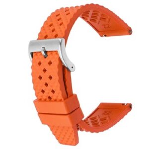An ORANGE PREMIUM FKM RUBBER STRAP 824/18 with a buckle on it.