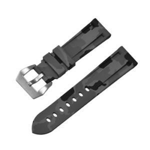 A grey camo silicone 8300/20 watch strap on a white background.