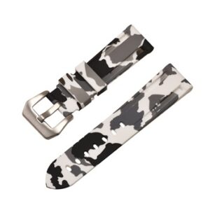 A WHITE CAMO SILICONE 8304/20 watch strap with a buckle.