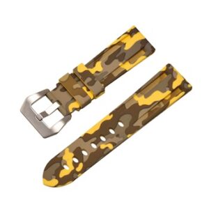 A YELLOW CAMO SILICONE 8310/20 watch strap with a buckle.