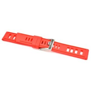 A Red Silicone Divers Strap 8407/18 with a clasp on it.