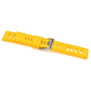 A yellow YELLOW SILICONE DIVERS STRAP 8410/18 with a metal clasp.