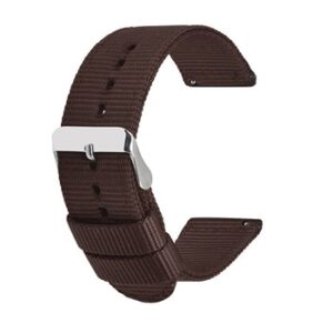 A BROWN NYLON QR STRAP 846/18 with a silver buckle.