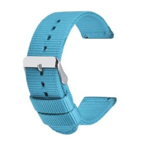 A BLUE NYLON QR STRAP 849/18 with a silver buckle.