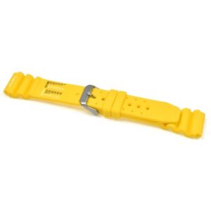 A YELLOW POLYURETHANE ND LIMITS 8510/18 watch band on a white background.