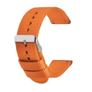 An ORANGE NYLON QR STRAP 854/18 watch strap with a silver buckle.