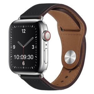 An BLACK PU TO FIT SMART WATCH APL101238 with a black leather band.