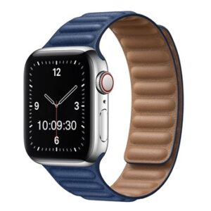A NAVY TO FIT SMART WATCH APL110638 with a blue leather band.