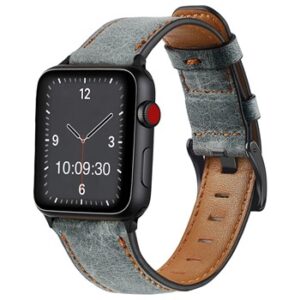An GREY TO FIT SMART WATCH APL130338 with a grey leather band.