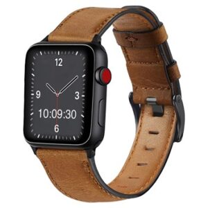 A TAN TO FIT SMART WATCH APL130638 with a brown leather band.