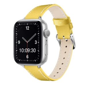 A YELLOW TO FIT SMART WATCH APL20438 with a yellow leather band.