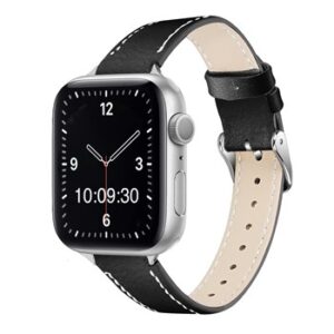 An BLACK TO FIT SMART WATCH APL20538 with a black leather band.