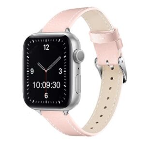 A PINK TO FIT SMART WATCH APL20638 with a pink leather band.