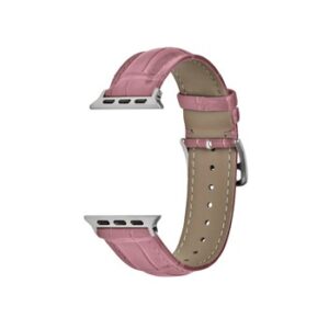 A PINK TO FIT SMART WATCH APL30338 band with a pink leather strap.