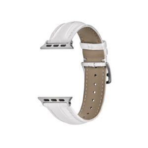 A WHITE TO FIT SMART WATCH APL30438 band with a silver buckle.