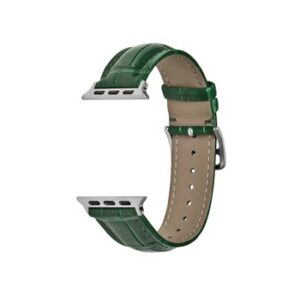 A GREEN TO FIT SMART WATCH APL30538 with a green leather strap.