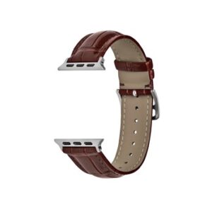 A DARK BROWN TO FIT SMART WATCH APL30838 band with a brown leather strap.
