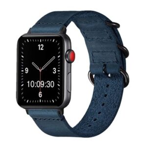 A NAVY TO FIT SMART WATCH APL40538 with a blue leather band.