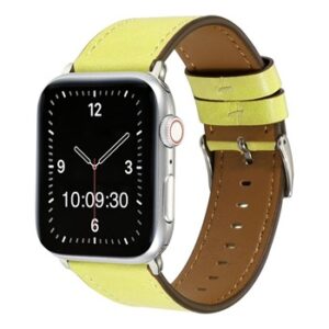 A YELLOW TO FIT SMART WATCH APL50338 with a yellow leather band.