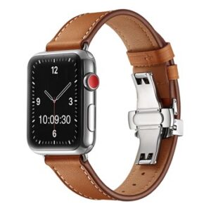 A BROWN TO FIT SMART WATCH APL60138 with a brown leather band.