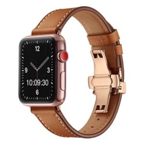 A BROWN TO FIT SMART WATCH APL70138 with a brown leather band.