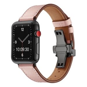A PINK TO FIT SMART WATCH APL80438 with a pink leather strap.