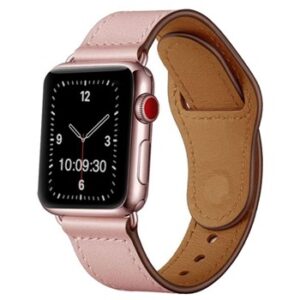 An PINK TO FIT SMART WATCH APL90438 with a pink leather band.