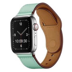 An L.GREEN TO FIT SMART WATCH APL90538 with a green leather band.