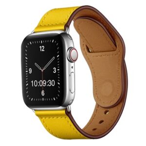 An YELLOW TO FIT SMART WATCH APL90638 with a yellow leather band.