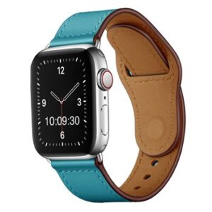 A BLUE TO FIT SMART WATCH APL90938 with a blue leather band.