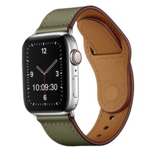 A KHAKI TO FIT SMART WATCH APL91538 with a green leather band.